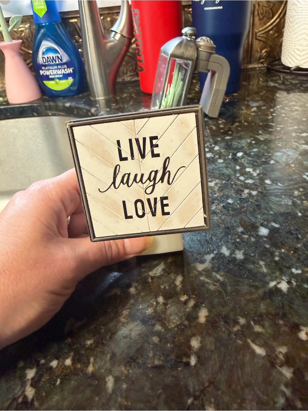 Bath & Body Works Cream and Black "Live Laugh Love" wallflower plug